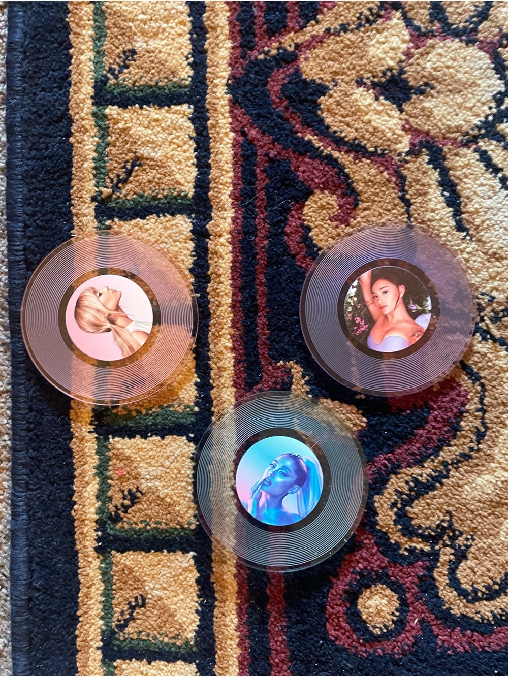 NWOT Ariana Grande Holographic Photo Vinyl Coasters - Set of 3